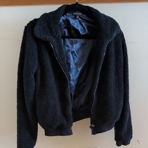 Black Fleece Zip-Up Jacket